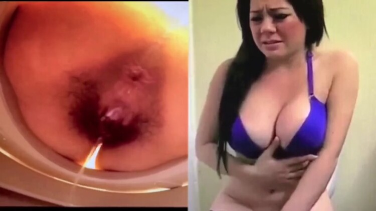 Girl Pushing Hard her Shit in Toilet POV